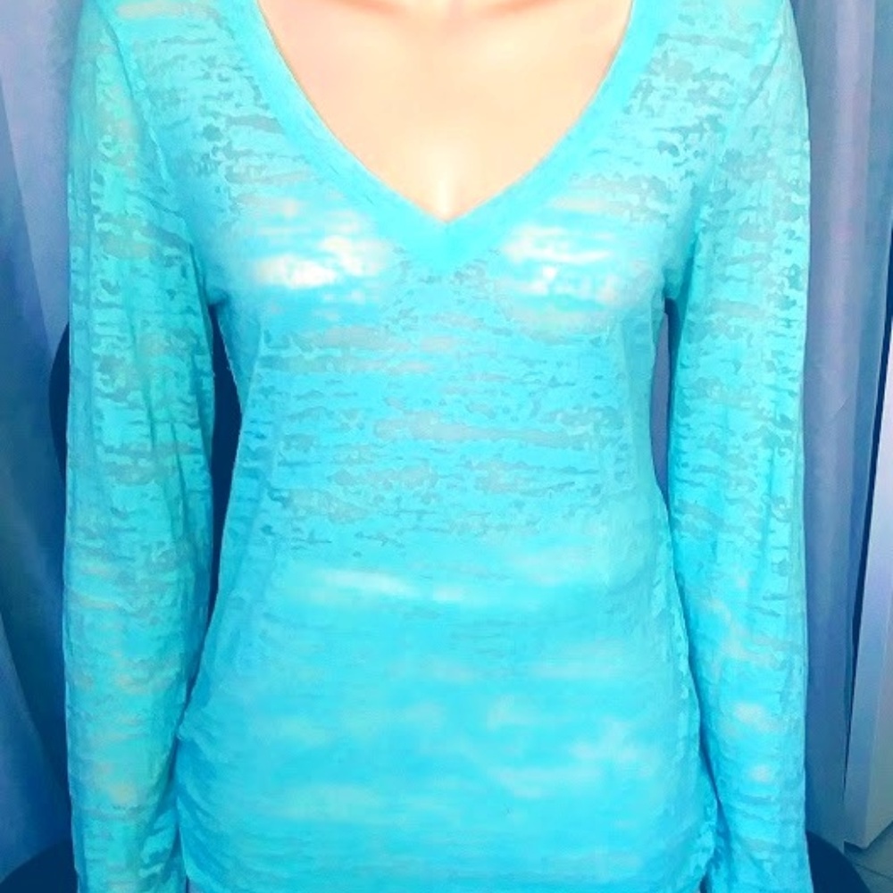 SPLASH V-Neck Sheer Cotton-Stretch Tee